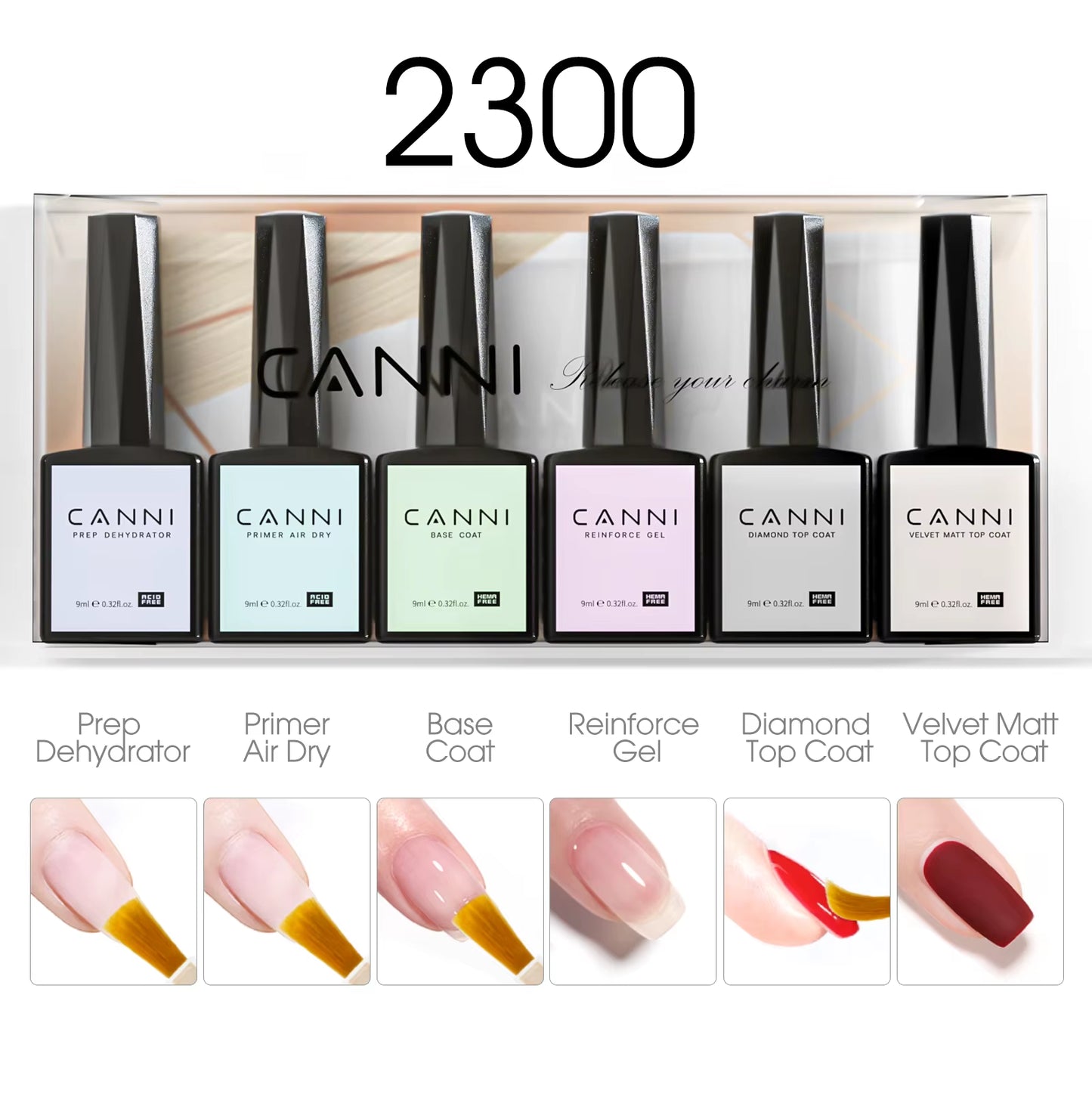 CC7  Nail Gel Polish VIP Kit 9Ml HEMA FREE Soak off UV LED Gel Nail Semi Permanent Glossy Diamond Top Coat Set 6/30Pcs Set